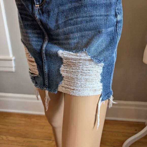 L'Agence Mini Jean Skirt Jolene Designer Distressed Denim Size 24 - Picture 7 of 10